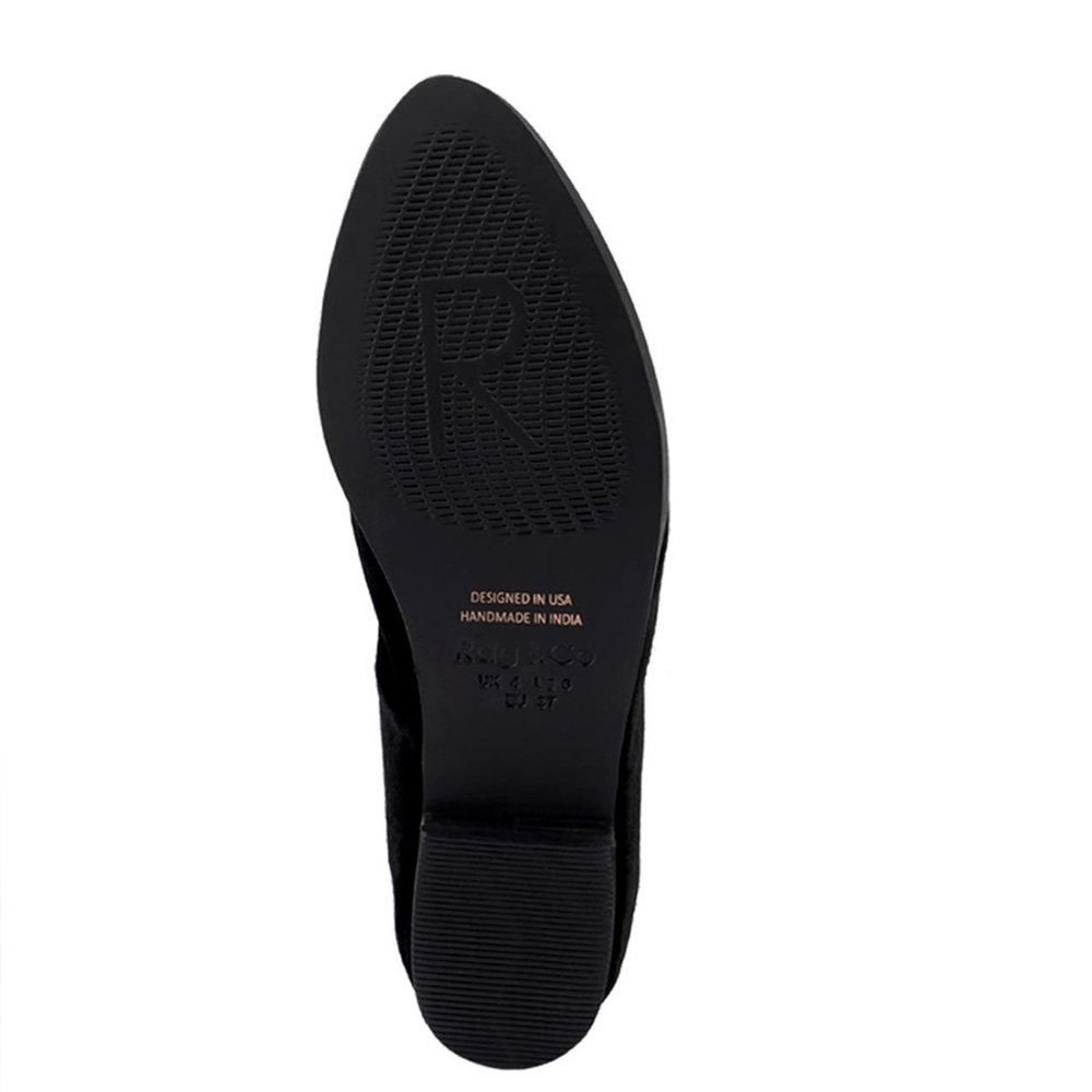 Rag & Co Black Luxe Lap Moc Toe Flat Women’s Size 8 Handcrafted - Picture 11 of 13
